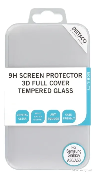 DELTACO skjermbeskytter, Galaxy A30/A50, 2,5D heldekkende glass v:2440368