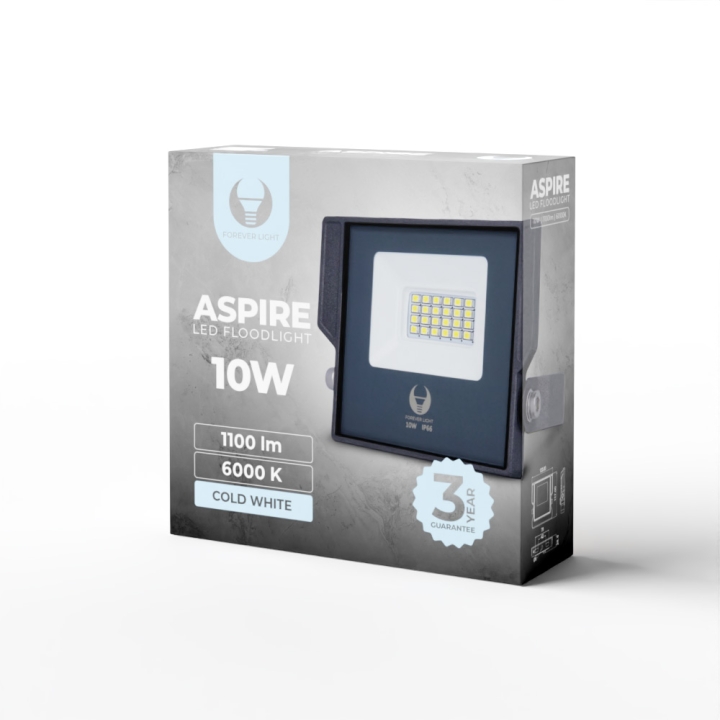 Forever Light ASPIRE – LED-flomlys, 10W 6000K 1100lm 230V Forever Light v:5602749 Forever Light ASPIRE – LED-flomlys, 10W 6000K 1100lm 230V Forever Light v:5602749