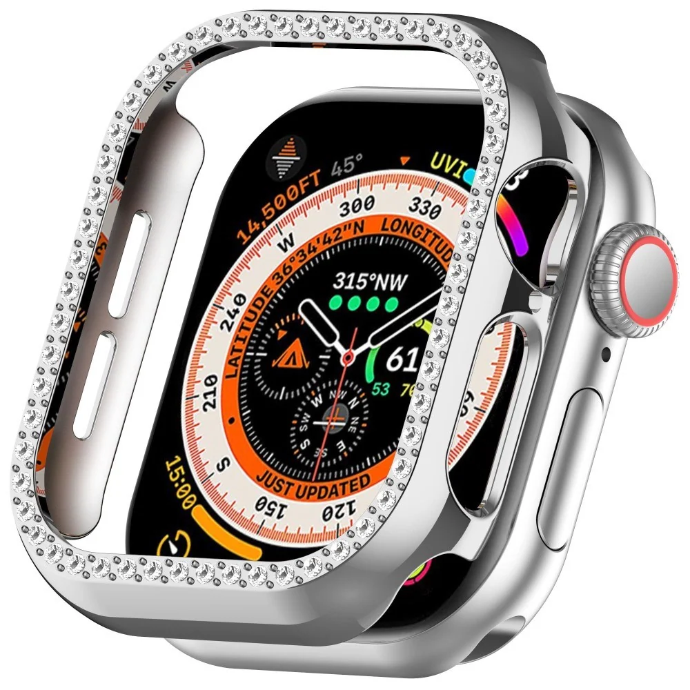 Apple Watch 11 / 10 (42mm) Hard Plast Deksel – Sølv / Rhinsten v:550919 Apple Watch 11 / 10 (42mm) Hard Plast Deksel – Sølv / Rhinsten v:550919