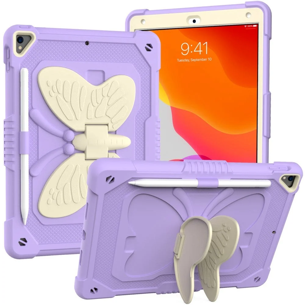 iPad 10.2" (2021 / 2020 / 2019) Butterfly Kickstand Barnedeksel - Lill v:8799404