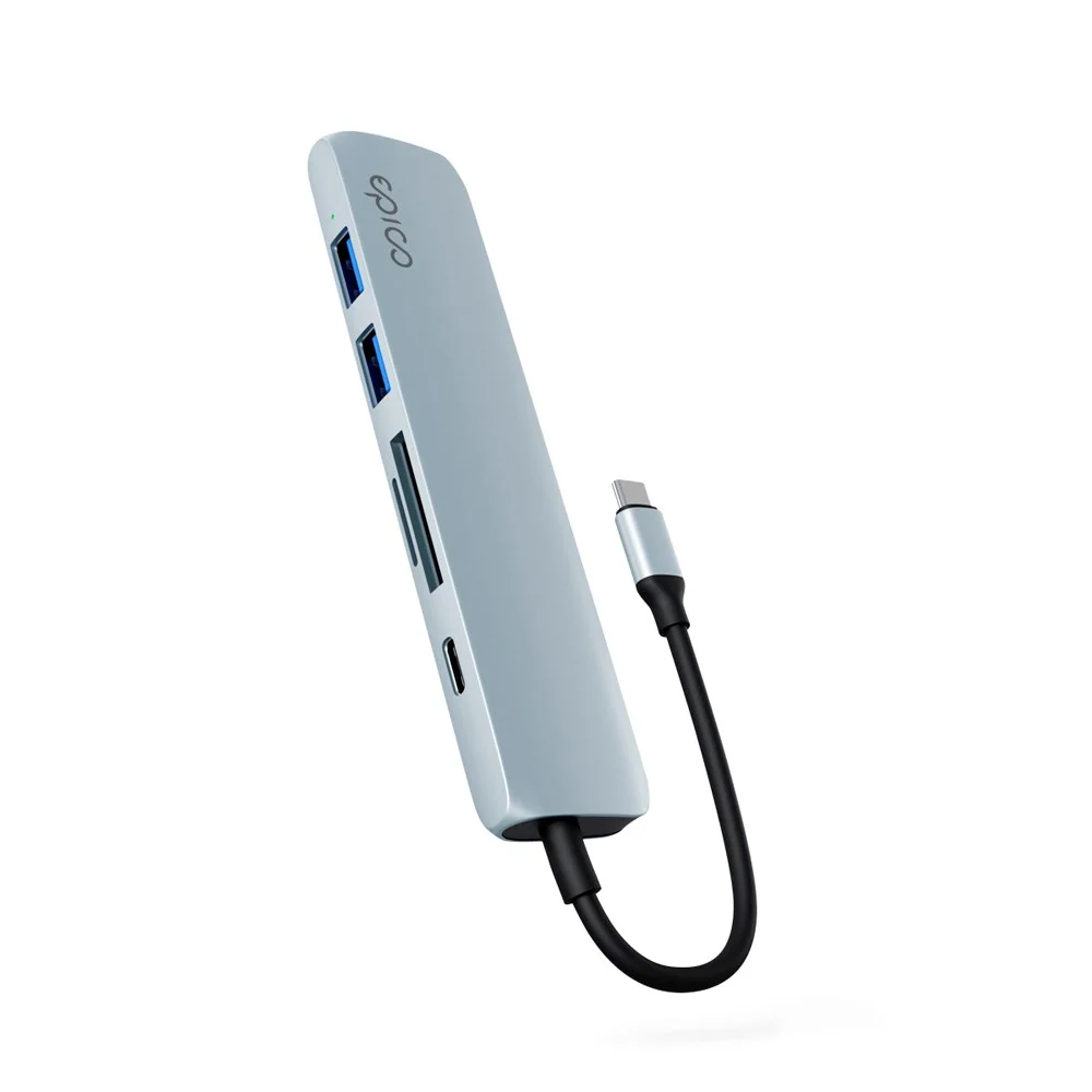 Epico 6-i-1 Aluminium Hub 8K – Sky Blue v:7480966 Epico 6-i-1 Aluminium Hub 8K – Sky Blue v:7480966