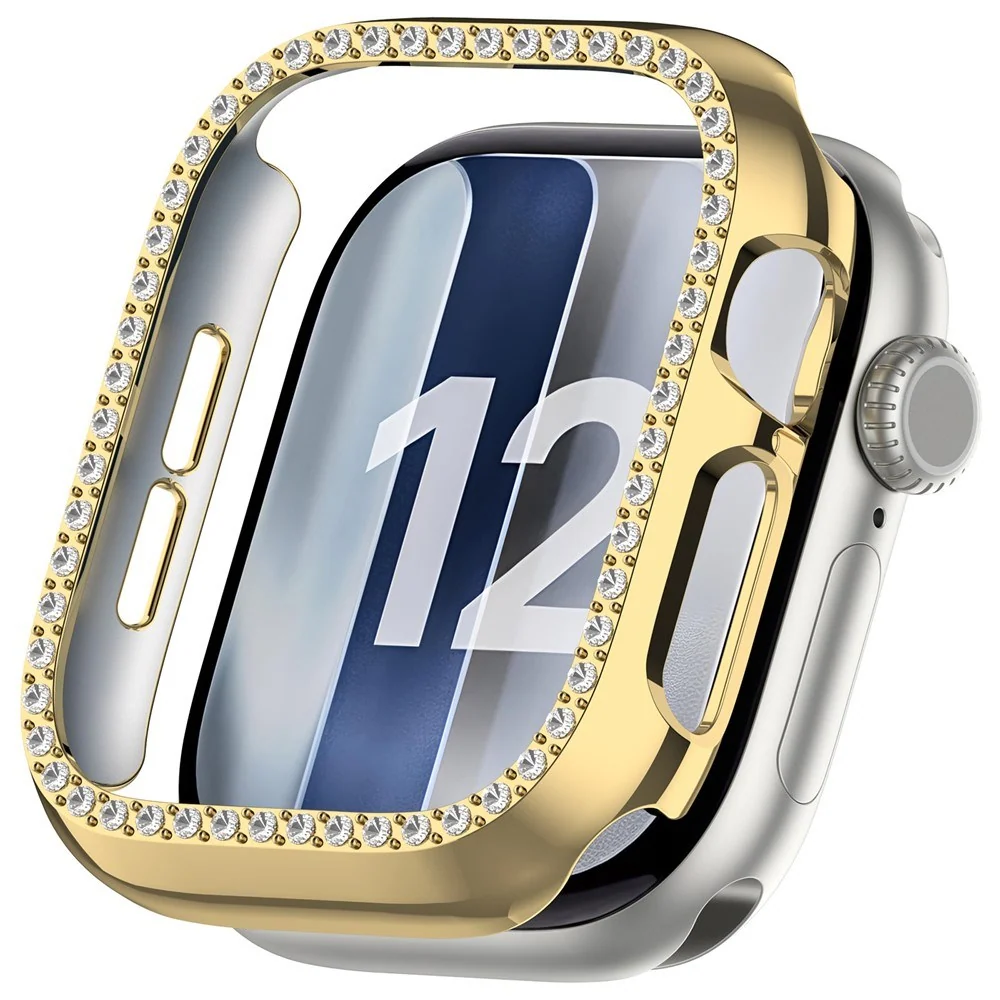 Apple Watch Series 12 (42mm) Hardt Plast Deksel - Gull & Rhinsten v:9311689