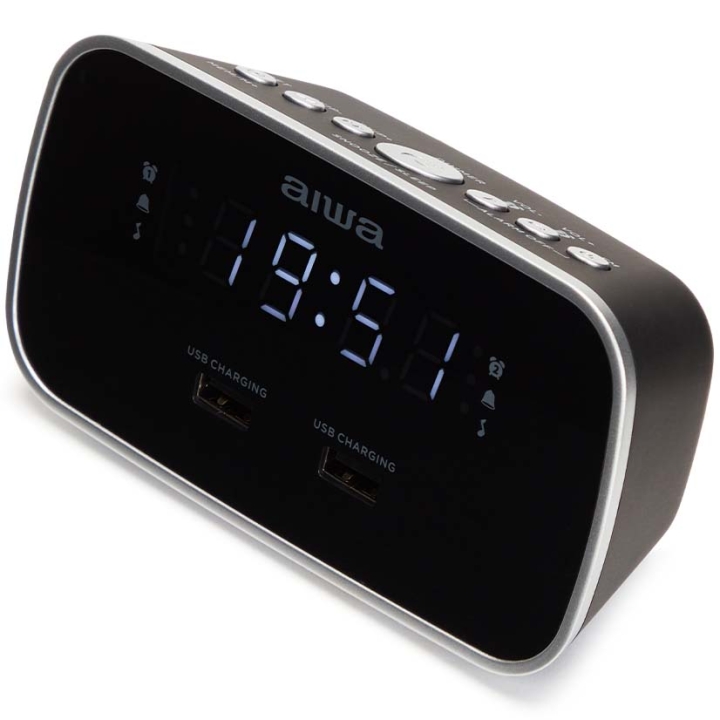 AIWA Klockradio Två alarm USB ladd-uttag Svart v:6146420 AIWA Klockradio Två alarm USB ladd-uttag Svart v:6146420