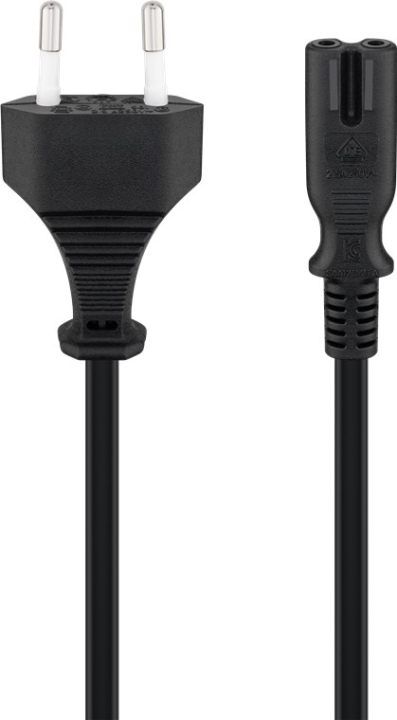 Goobay Tilkoblingskabel Euro-plugg, 3 m, svart Euro-plugg (type C, CEE 7/16) > apparatkontakt C7 v:9086576