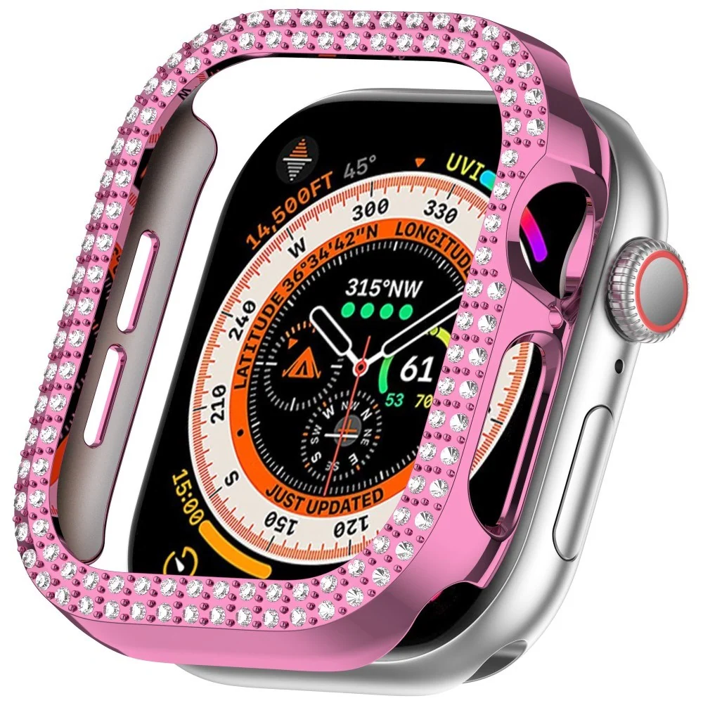 Apple Watch 11 / 10 (42mm) Hard Plastik Deksel – Pink / Rhinsten v:2546922
