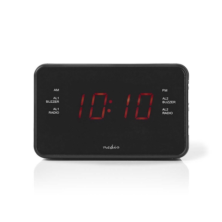 Nedis Digital Alarm Clock Radio | LED | 1x 3.5 mm Audio Input | Tidsframskriving | AM / FM | slumrefunksjon | Sleep timer | Antall alarmer: 2 | Sort v:1382747 Nedis Digital Alarm Clock Radio | LED | 1x 3.5 mm Audio Input | Tidsframskriving | AM / FM | slumrefunksjon | Sleep timer | Antall alarmer: 2 | Sort v:1382747