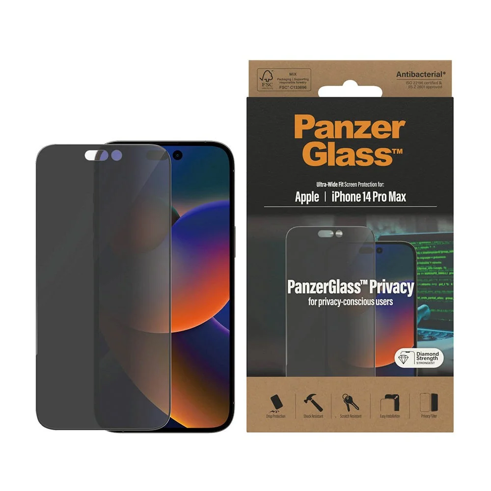 iPhone 14 Pro Max PanzerGlass AntiBacterial Ultra-Wide Fit Skjermbesky v:1647282 iPhone 14 Pro Max PanzerGlass AntiBacterial Ultra-Wide Fit Skjermbesky v:1647282