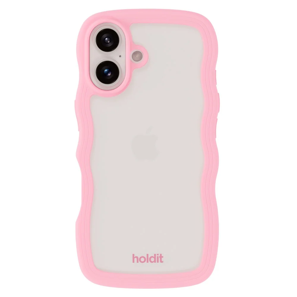 Holdit iPhone 16 Wavy Deksel - Pink / Transparent v:7593757