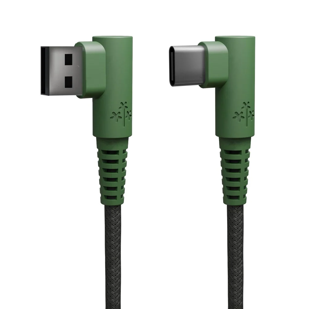 Hune Hiedra USB-A til USB-C Kabel med Vinklet Kontakt – 1,2 m – Grønn v:232768 Hune Hiedra USB-A til USB-C Kabel med Vinklet Kontakt – 1,2 m – Grønn v:232768