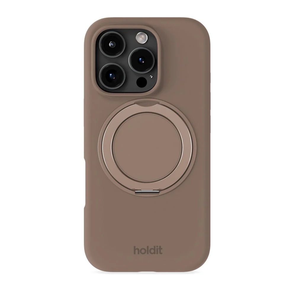 iPhone 16 Pro Holdit Silikone Stand Deksel – Mocha Brown v:6879820
