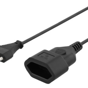 DELTACO ujordet apparatkabel, CEE 7/16 til IEC 60906-1, 1 m, svart v:2935038 DELTACO ujordet apparatkabel, CEE 7/16 til IEC 60906-1, 1 m, svart v:2935038