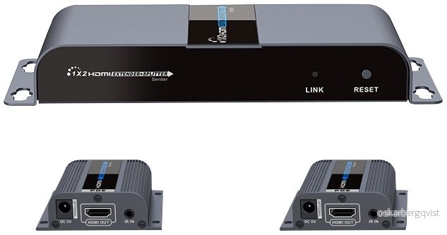 1X2 HDMI Extender Splitter over CAT6/6a/7 40m med IR-pass-back v:9080764