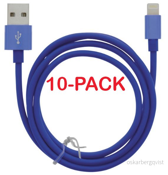 10-pk kabel USB-A - Lightning 2,4A, 1 m, blå v:2858382