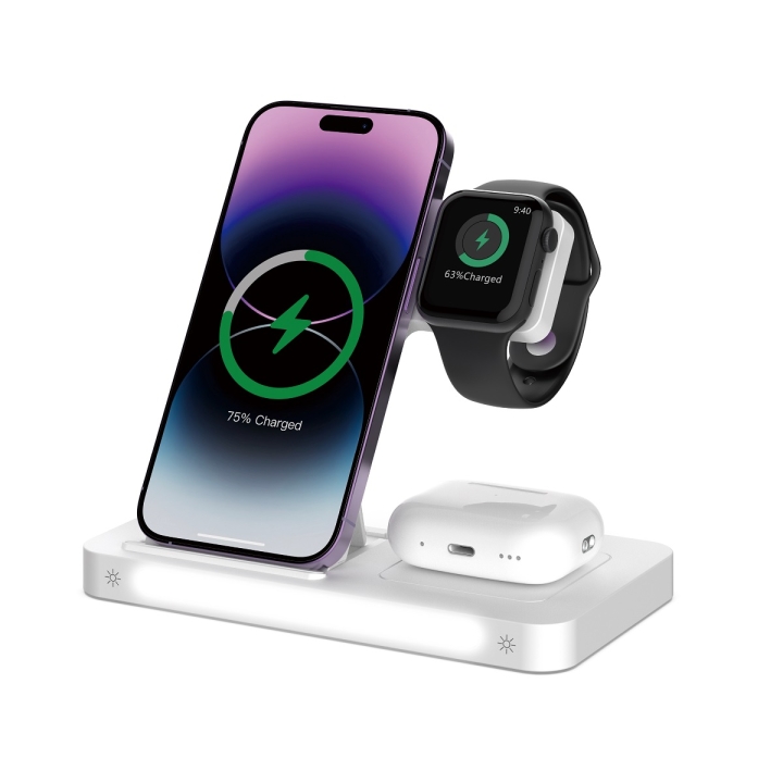 Devia trådløs lader 3in1 Smart 15W hvit med lampe v:8684552 Devia trådløs lader 3in1 Smart 15W hvit med lampe v:8684552