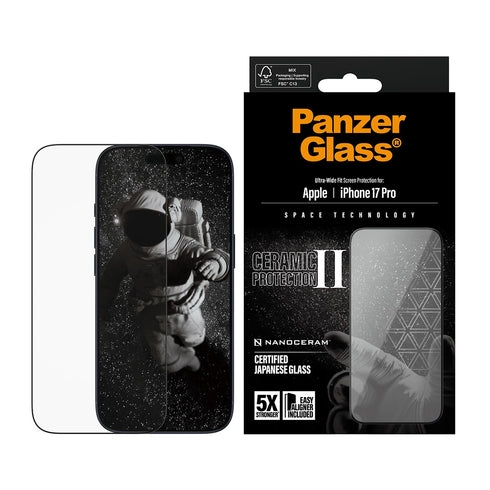 PanzerGlass – Ceramic II skjermbeskytter – iPhone 17 Pro – UWF med EasyAligner v:6516933