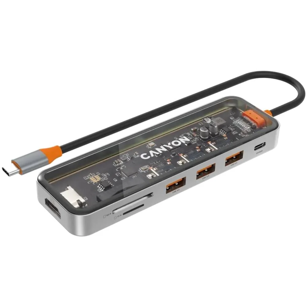 Canyon DS13 100W 7-i-1 USB-C Hub - Grå v:4087021