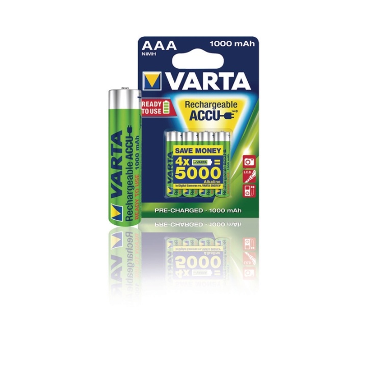 Varta Oppladbare Ni-MH batteri AAA | 1.2 V DC | 1000 mAh | Forhånds ladet | 2-Blisterkort v:4301253