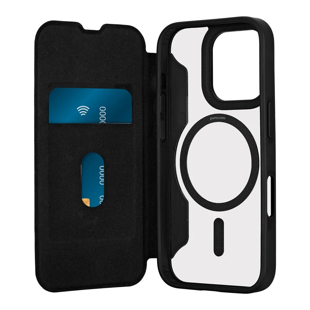 iPhone 16 Pro – Puro Booklet Flip Deksel – MagSafe Kompatibel – Svart v:9928712 iPhone 16 Pro – Puro Booklet Flip Deksel – MagSafe Kompatibel – Svart v:9928712