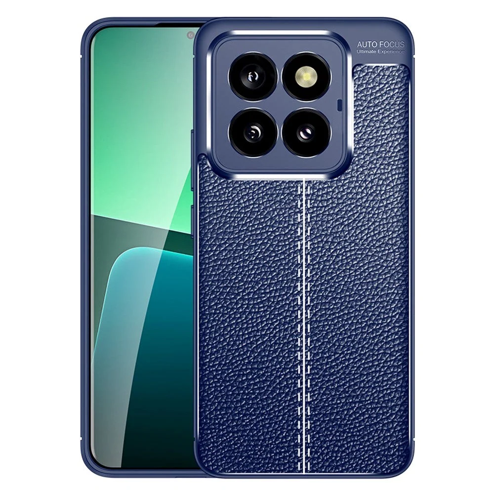 Xiaomi 14 Pro Fleksibelt Plastdeksel Litchi Texture - Blå v:2335467