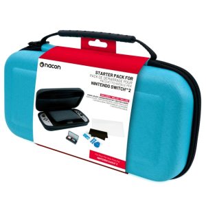 NACON Essential Pack for Nintendo Switch II – Hardt etui, skjermbeskytter og oppbevaringsboks for 4 spill (blå) v:9800128