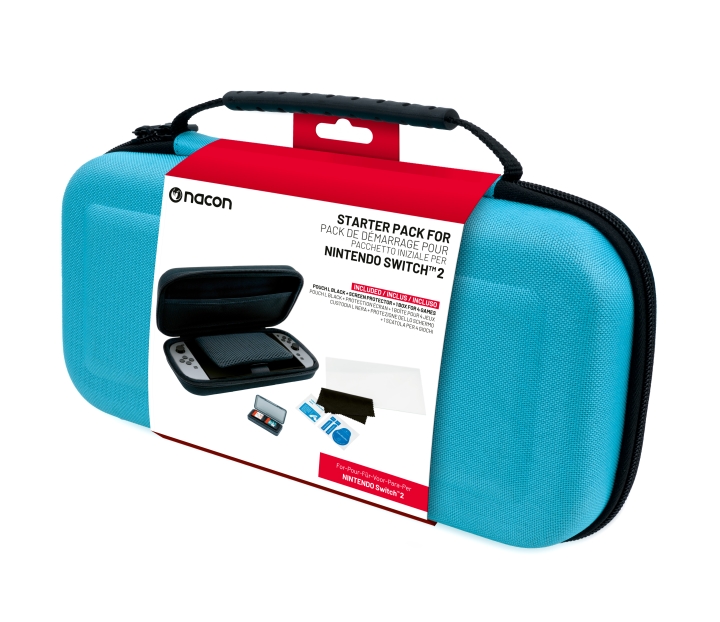 NACON Essential Pack for Nintendo Switch II - Hardt etui, skjermbeskytter og oppbevaringsboks for 4 spill (blå) v:9800128