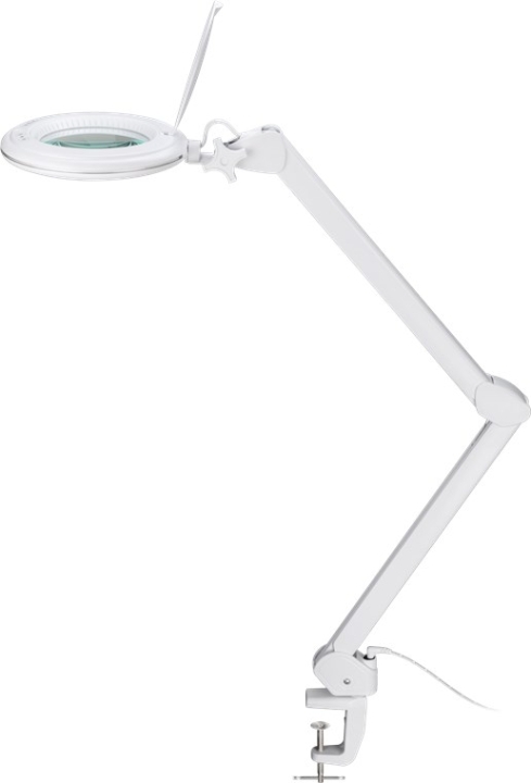 Goobay LED-forstørrelseslampe med klips, 10 W, hvit 800 lm, justerbar lysstyrke og lysfarge, 127 mm glasslinse, 1,75x forstørrelse, 3 dioptrier v:2480179